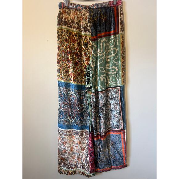 SFIZIO Sz 6 Multicolor Patchwork Velvet Wide Leg High Rise Pull On Pants soft - Picture 6 of 7